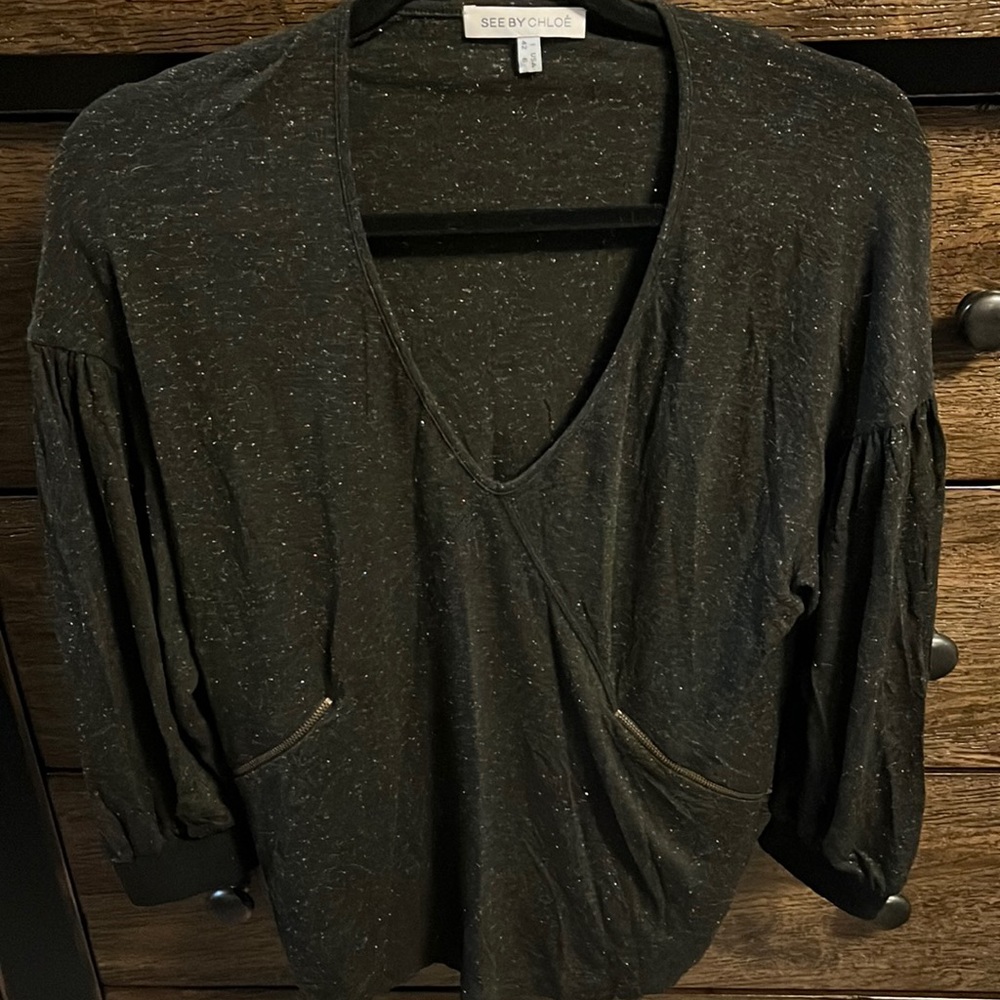 See by Chloe Black Top/shirt with zipper accent size 6